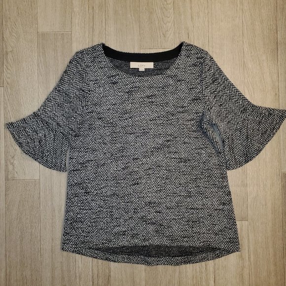Loft Bell Sleeve Top ~ Herringbone - Picture 1 of 2